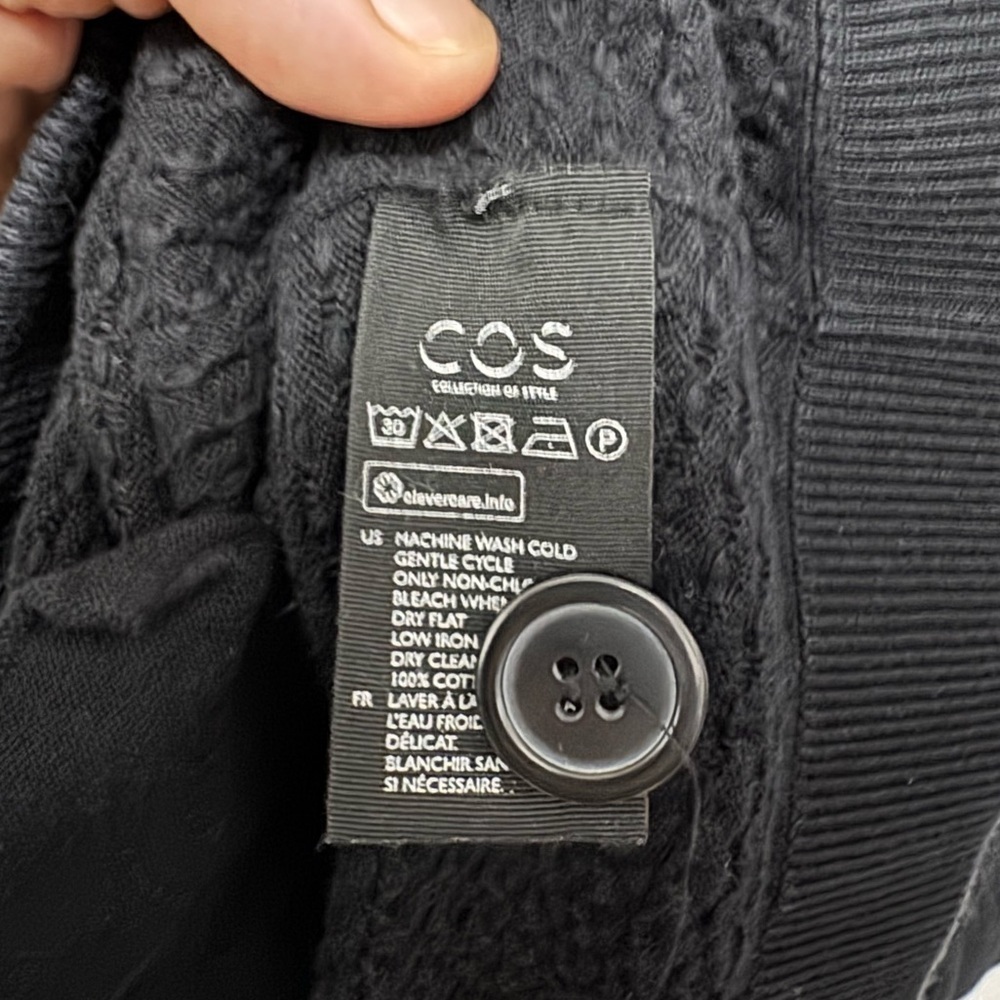 COS Women's Long Textured Cotton Cardigan - Black, X-Small - Picture 6 of 9